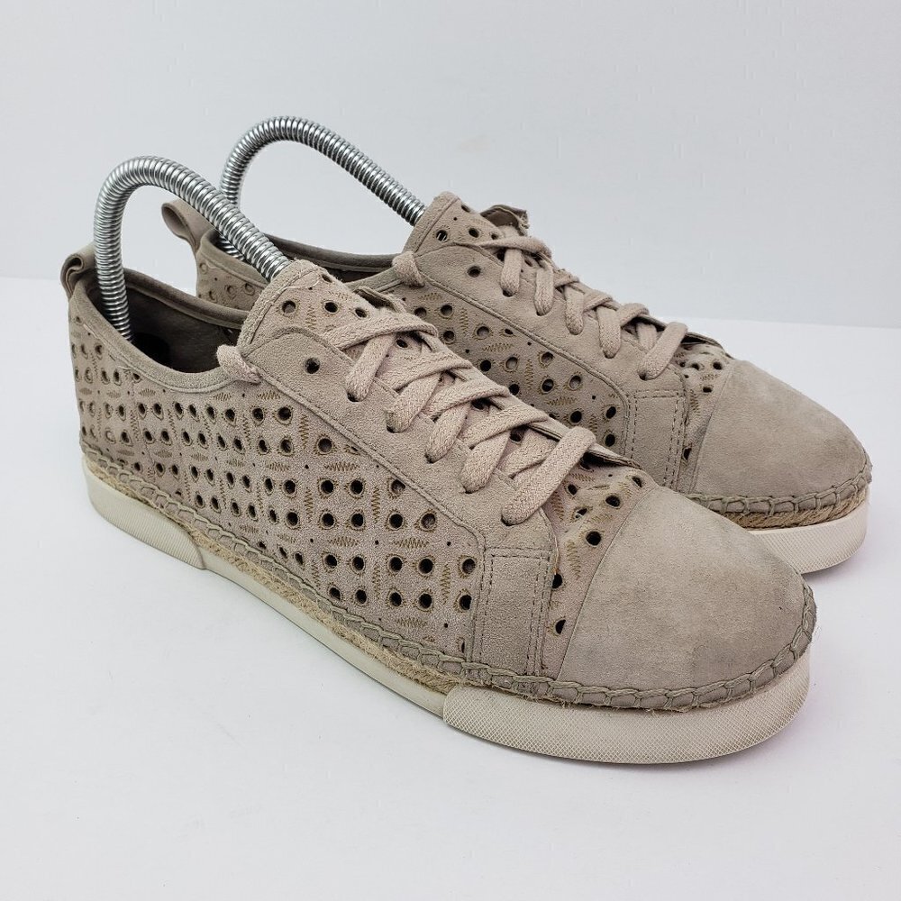 Vince Camuto Theera Perforated Womens Size 9 Beige Leather Espadrille Sandals